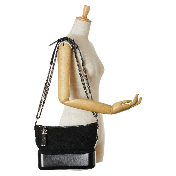 Top Quality Chanel Gabrielle Chain Shoulder Bag Black Felt Leather