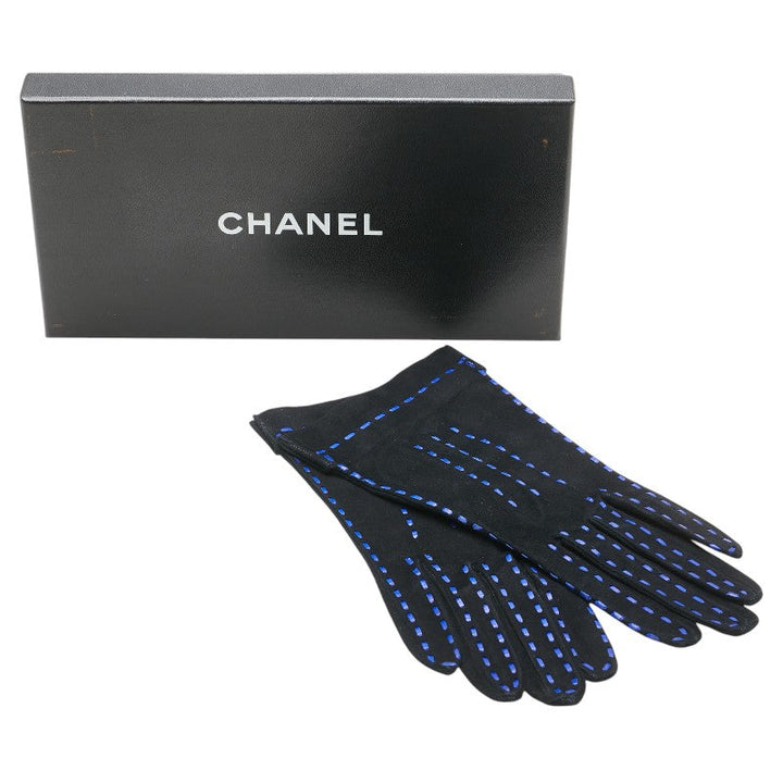 Top Quality Chanel Suede Gloves Black Blue