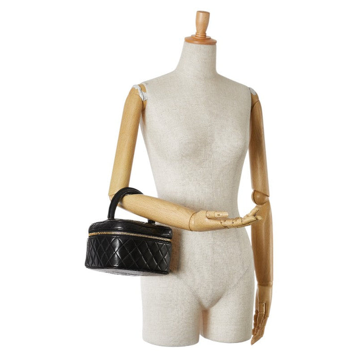 Top Quality Chanel Matelasse Vanity Bag Black Lambskin