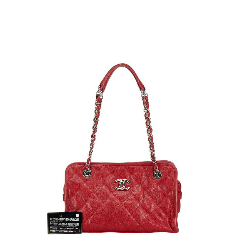 Top Quality Chanel Caviar Matelasse Chain Shoulder Bag Red