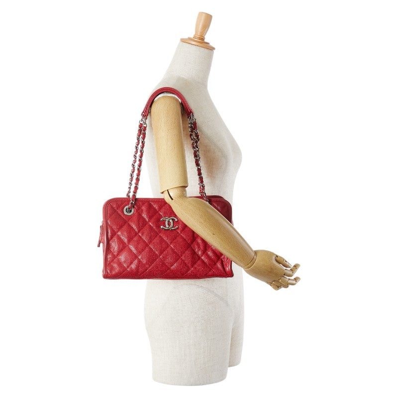 Top Quality Chanel Caviar Matelasse Chain Shoulder Bag Red