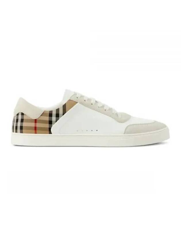 Burberry Check Leather Suede Sneakers Natural White Archive Beige