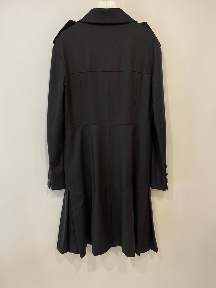 Top Quality Chanel Charcoal Wool Trench Coat with CC Logo Buttons Detailing Size FR 42 (UK 14)