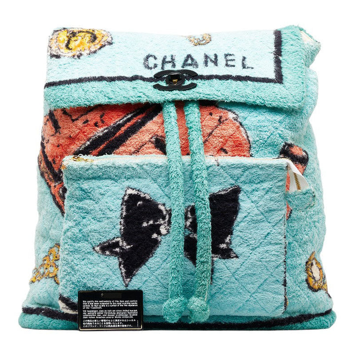 Top Quality Chanel Pillage Rucksack Backpack Green Multicolor Cotton Lady Chanel