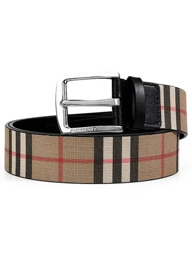 Burberry Men's Vintage Check Leather Belt Beige