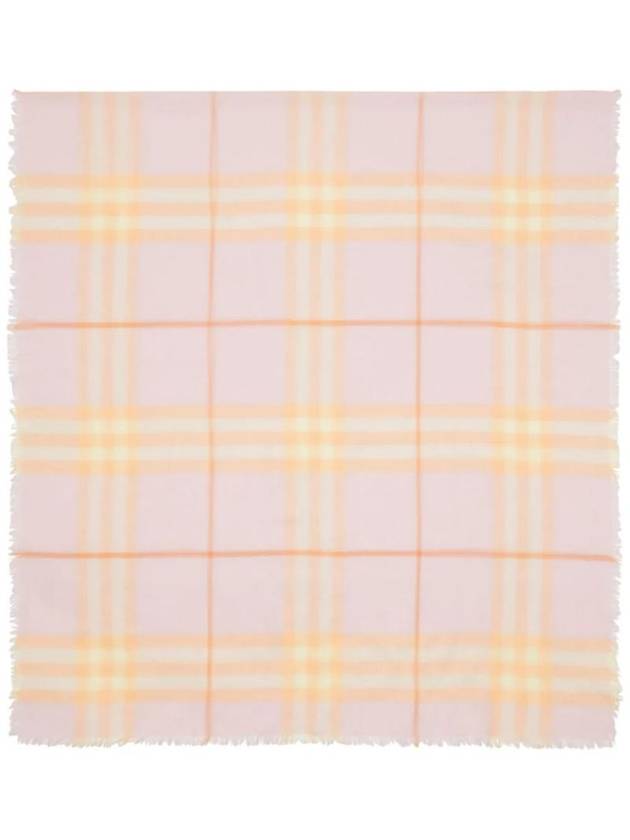 Burberry Check Print Wool Scarf Pink
