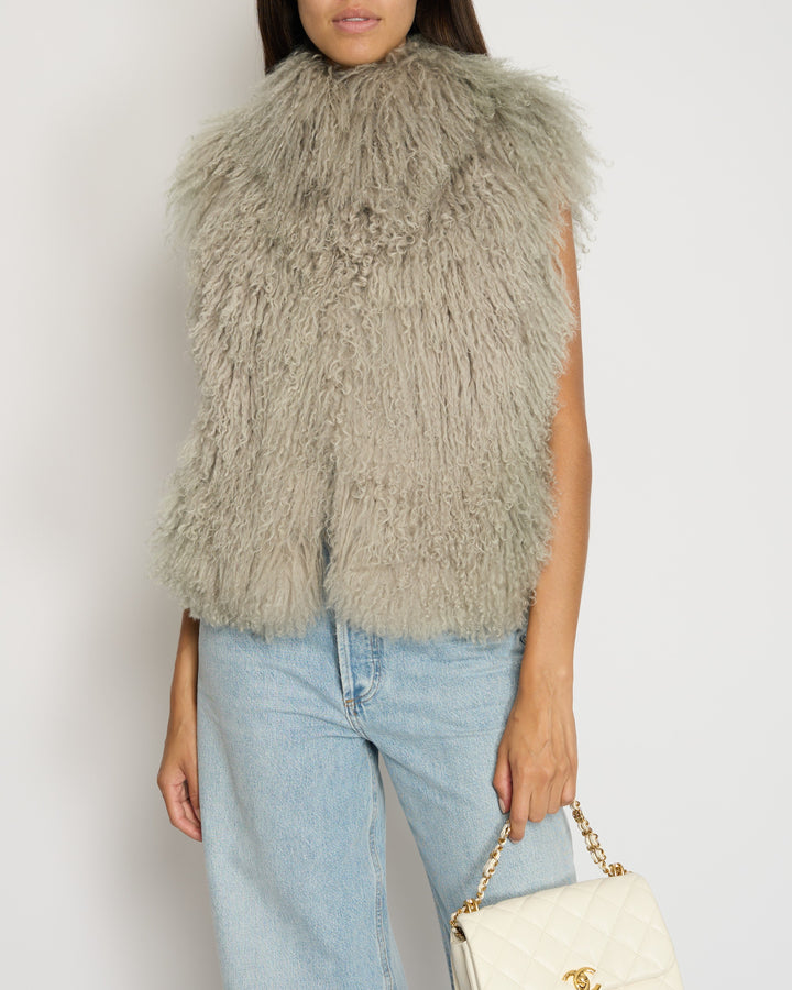 *VINTAGE* Top Quality Chanel 09/A Grey Mongolian Lamb Gilet FR 40 (UK 12)