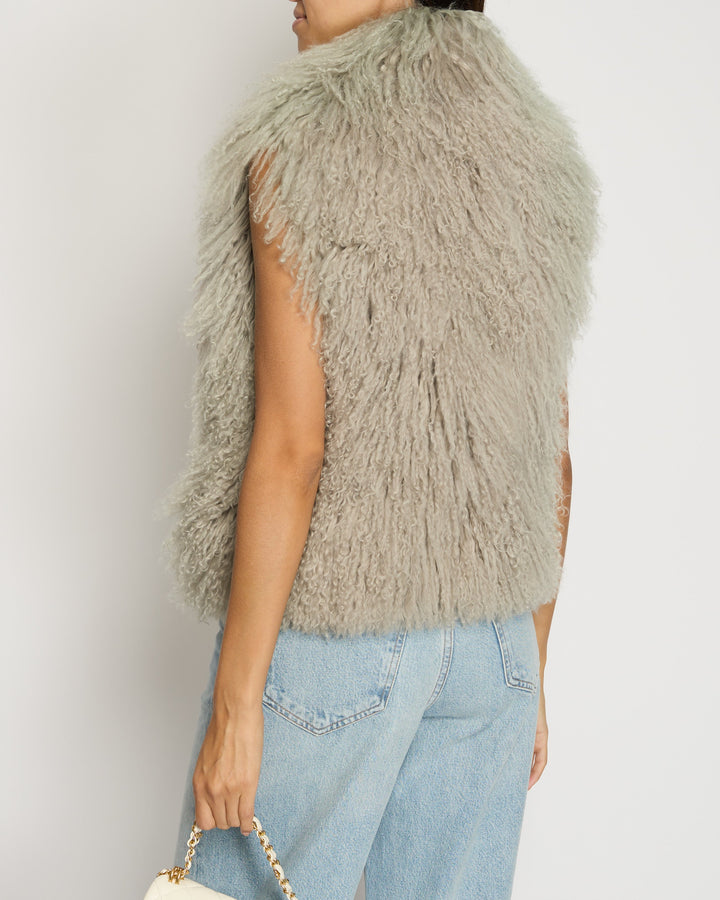 *VINTAGE* Top Quality Chanel 09/A Grey Mongolian Lamb Gilet FR 40 (UK 12)