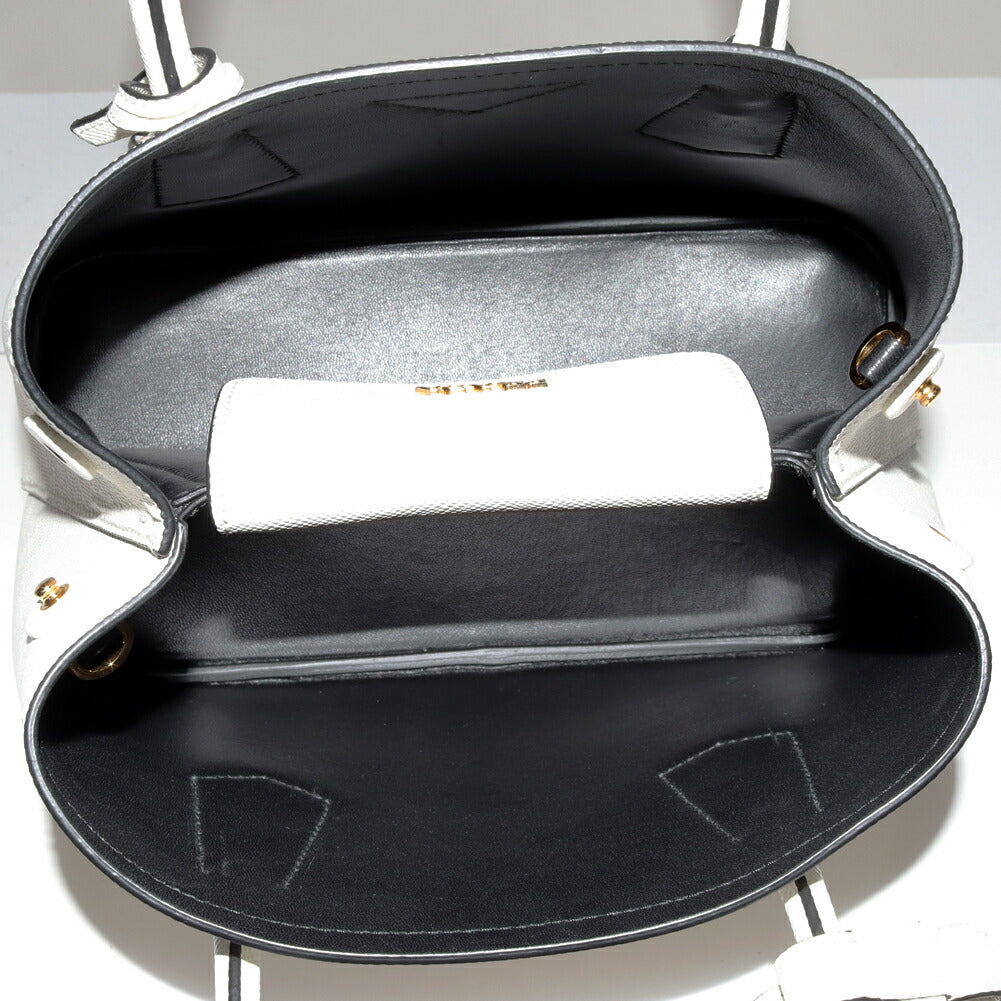 Prada Leather Hand Tote Bag White/Black