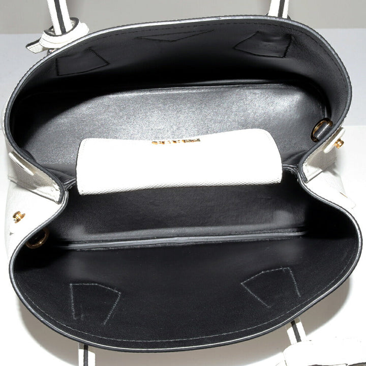 Prada Leather Hand Tote Bag White/Black