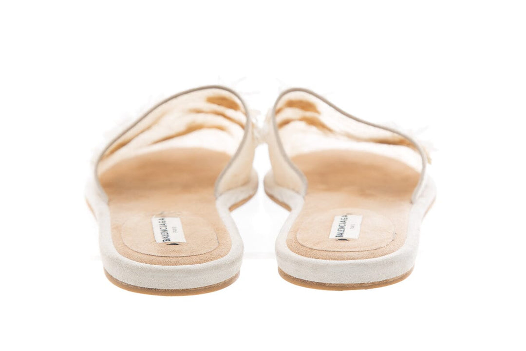 Balenciaga Sheer Floral Lace White Slipper SZ 37