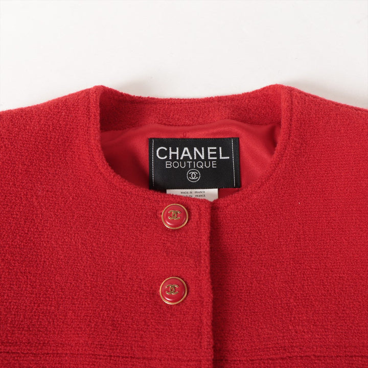 Top Quality Chanel Coconut Button 95A Wool  Nylon Jacket 36  Red Twid P05302V04291