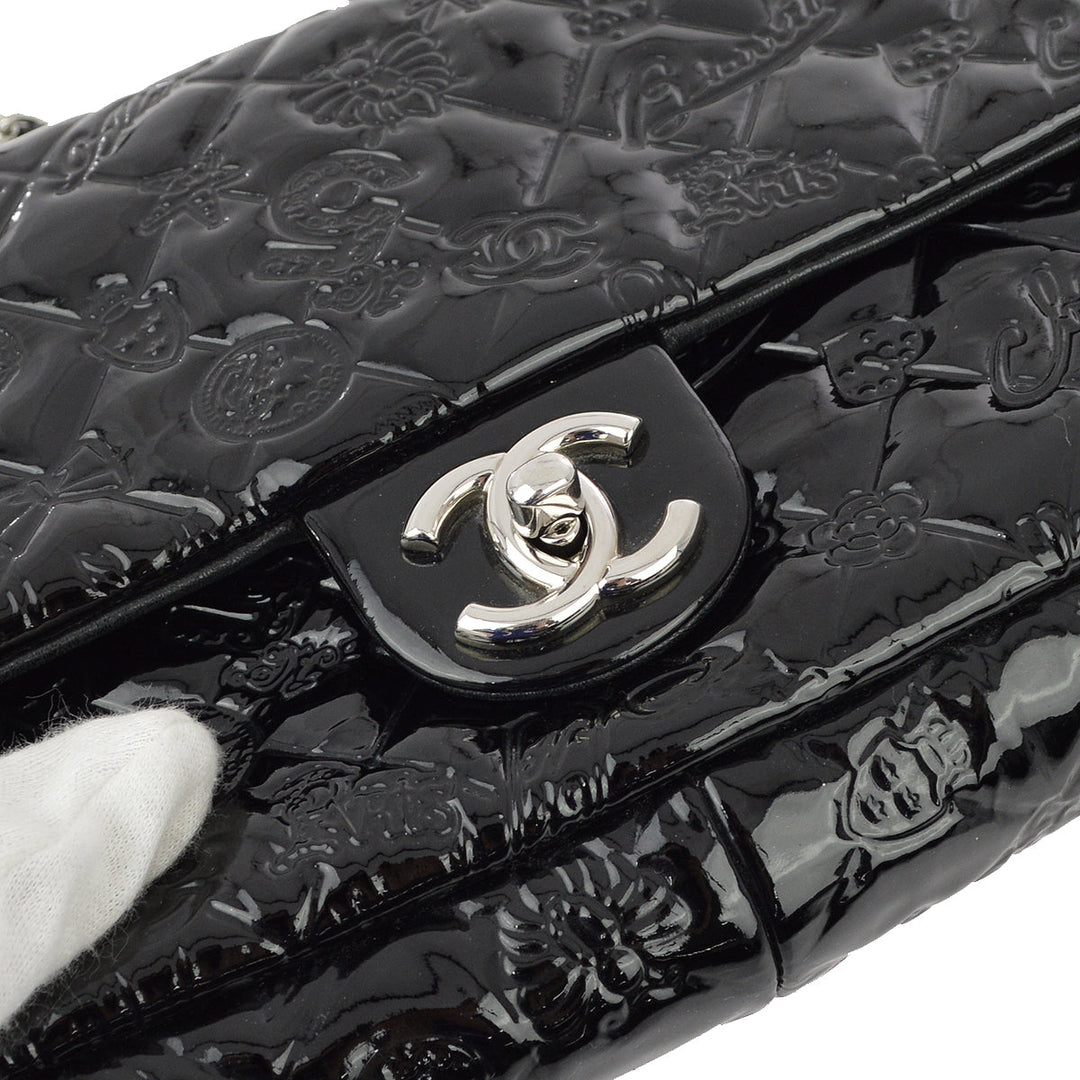 Top Quality Chanel * Black Patent Leather Icon Single Flap Shoulder Bag