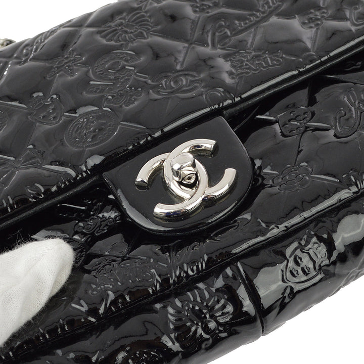 Top Quality Chanel * Black Patent Leather Icon Single Flap Shoulder Bag