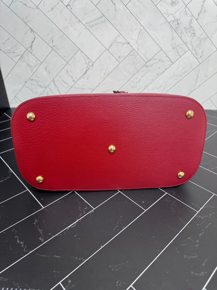 LIKE NEW- Gucci Red Savoy Web Bowling Tote