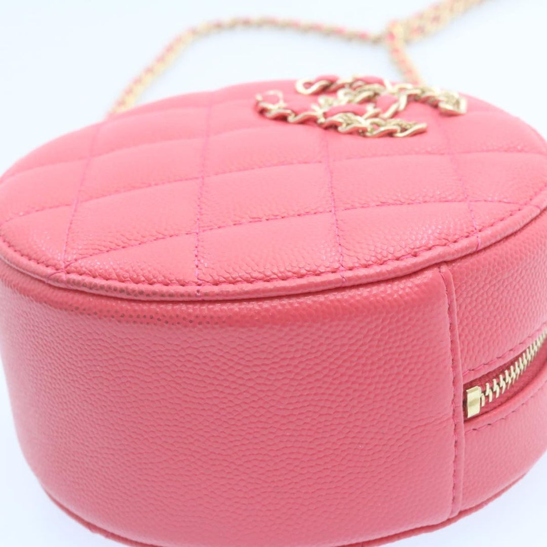 Top Quality Chanel Matelasse Caviar Skin Chain Shoulder Bag Pink CC Auth 23651A
