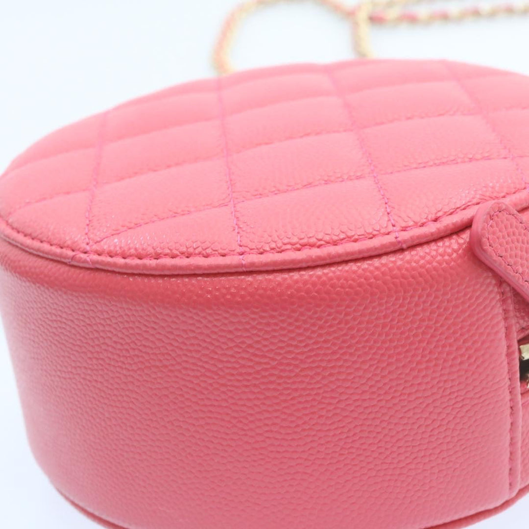 Top Quality Chanel Matelasse Caviar Skin Chain Shoulder Bag Pink CC Auth 23651A