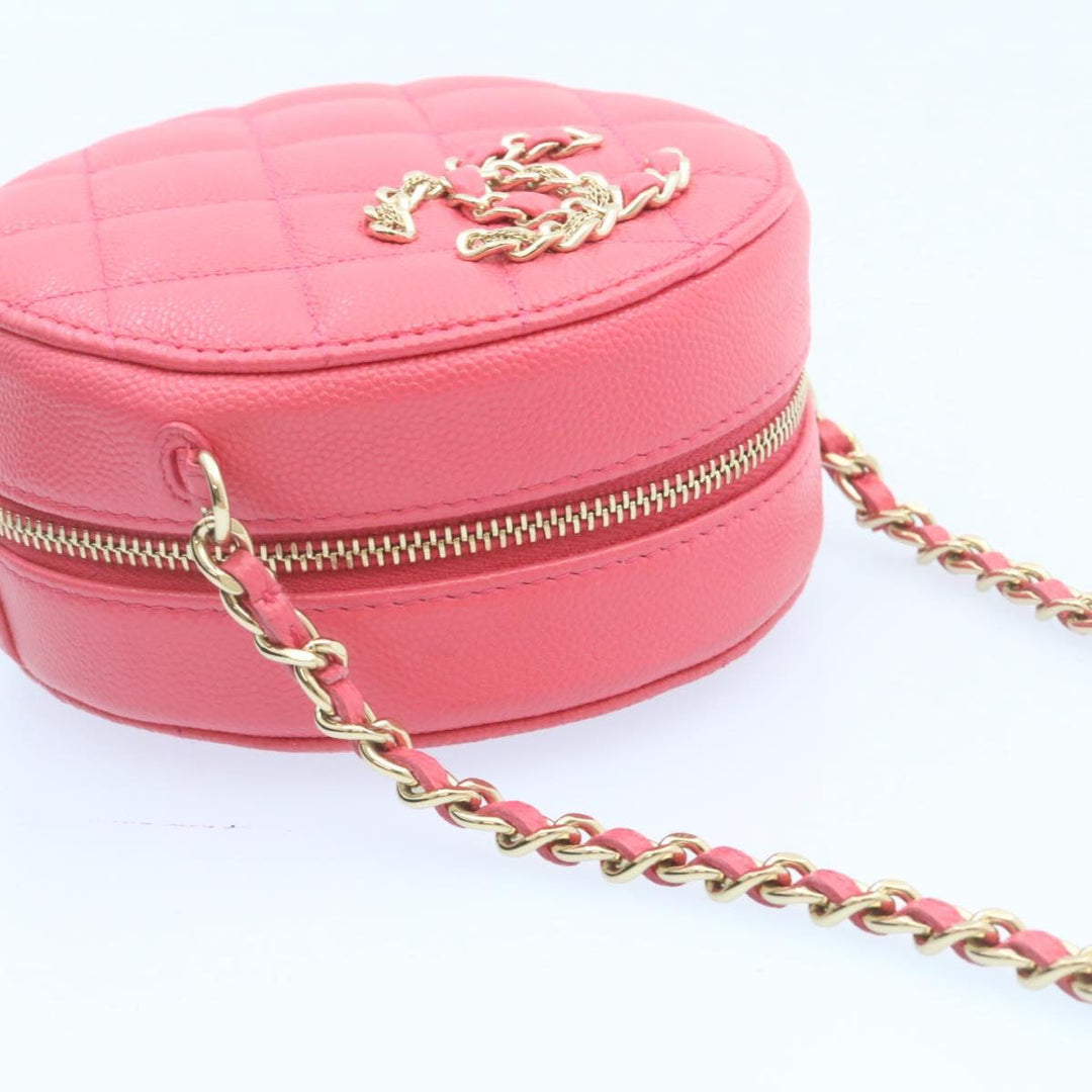 Top Quality Chanel Matelasse Caviar Skin Chain Shoulder Bag Pink CC Auth 23651A