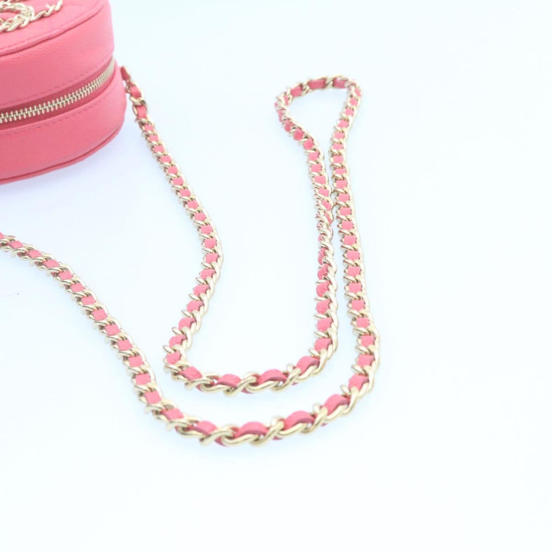 Top Quality Chanel Matelasse Caviar Skin Chain Shoulder Bag Pink CC Auth 23651A