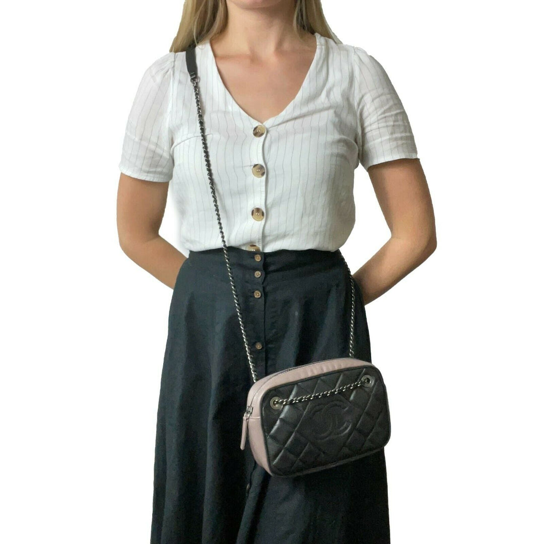Chanel - 2017 Bicolor Small Black / Taupe Ballerine CC Camera Case Crossbody