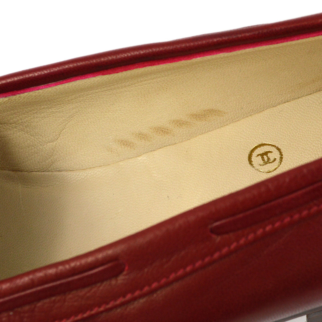 Top Quality Chanel * Red Flat Shoes #37 1/2