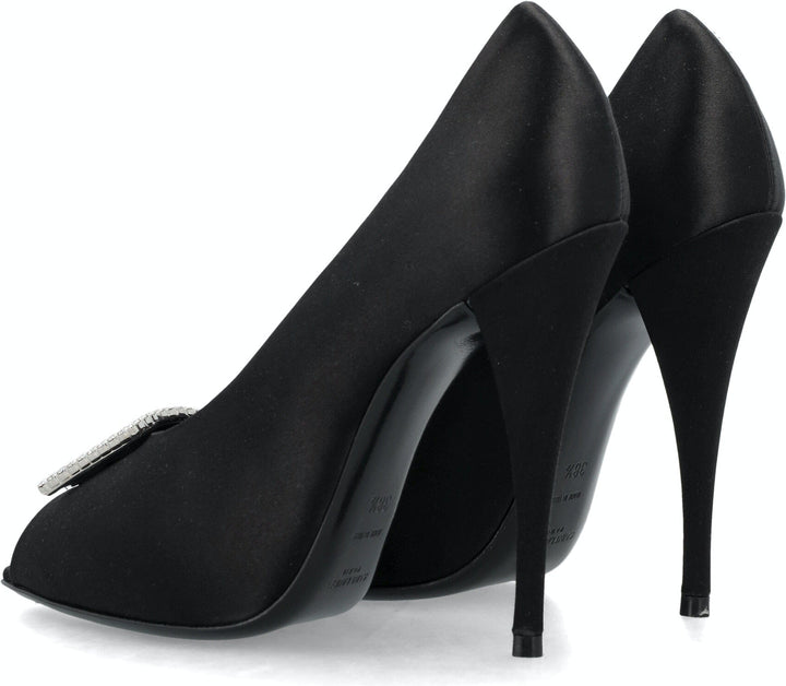 PEEP PUMPS IN SATIN CREPE