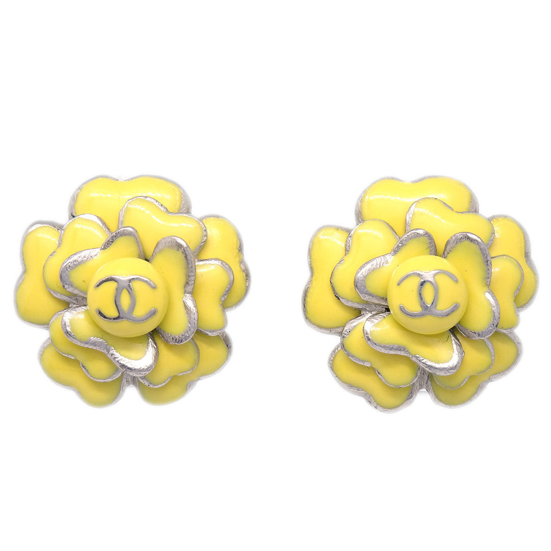 Top Quality Chanel Camellia Earrings Clip-On Yellow 03C