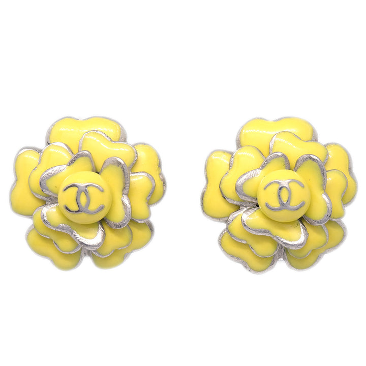 Top Quality Chanel Camellia Earrings Clip-On Yellow 03C