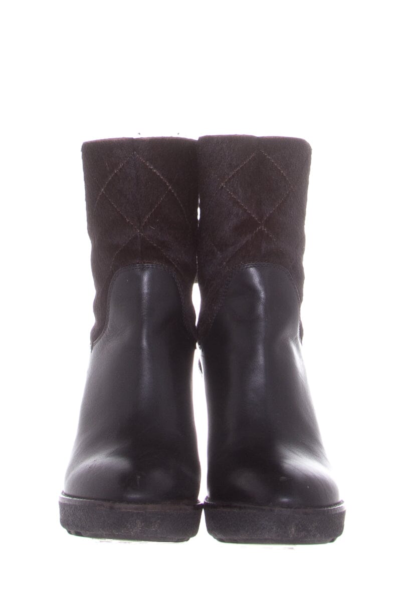 Moncler Pony and Leather Brown Booties SZ 38