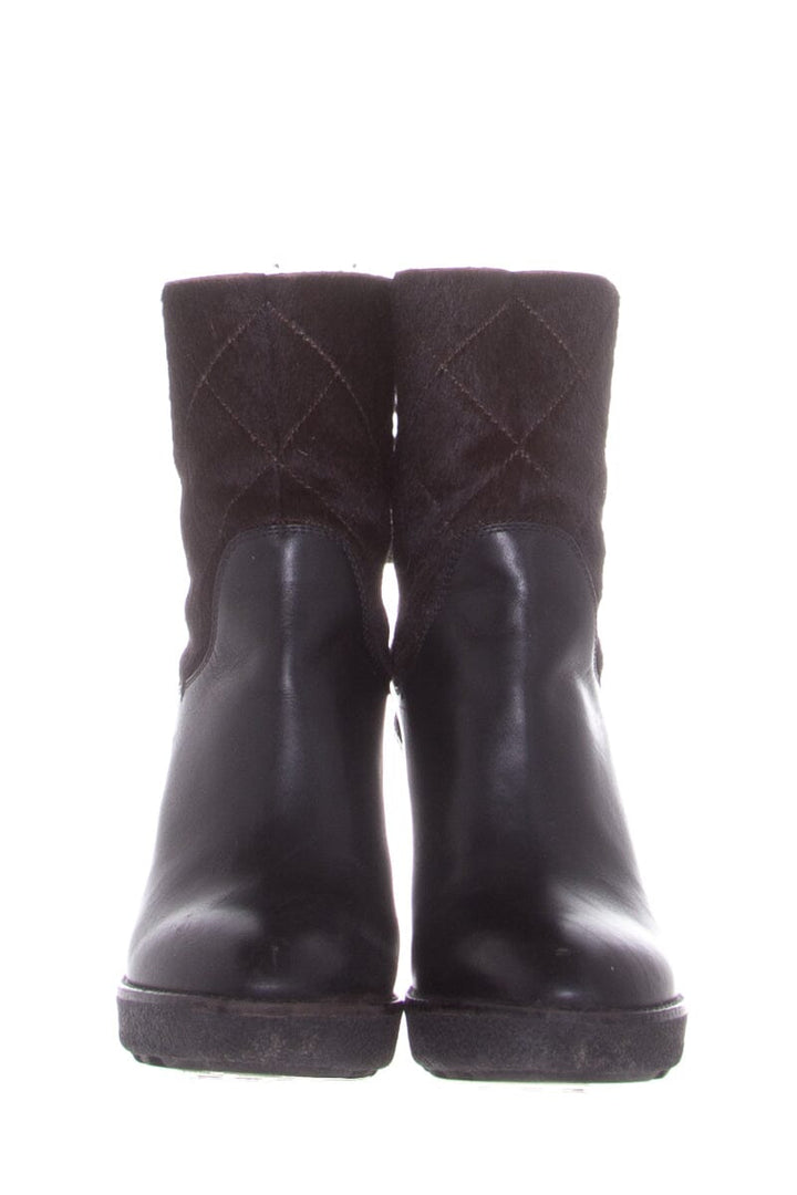 Moncler Pony and Leather Brown Booties SZ 38
