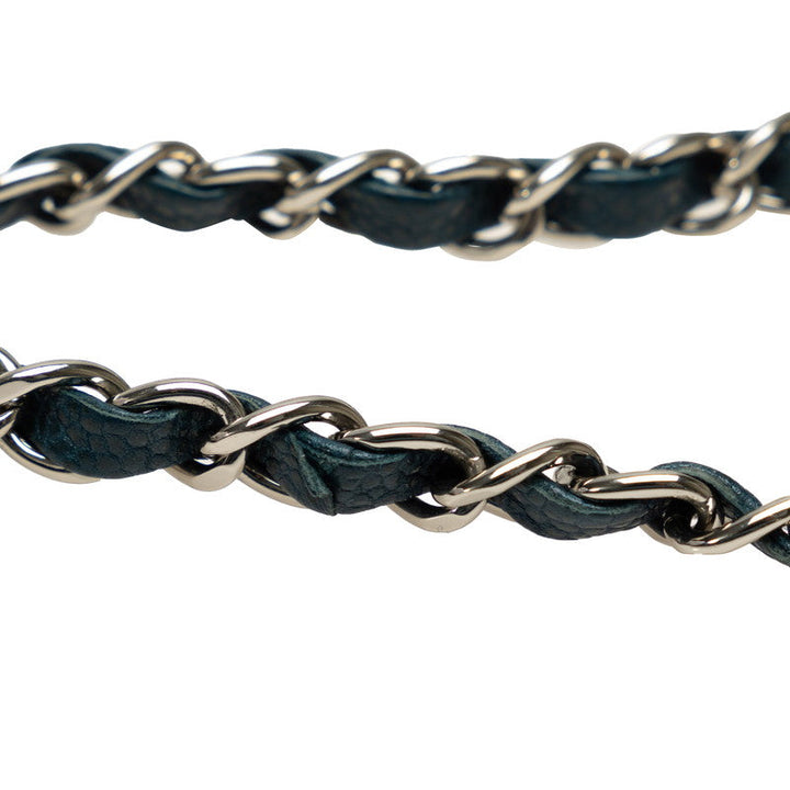 Top Quality Chanel Mattrase 25 Coco Double Flap Chain Shoulder Bag Blue Silver Caviar S  CHANEL