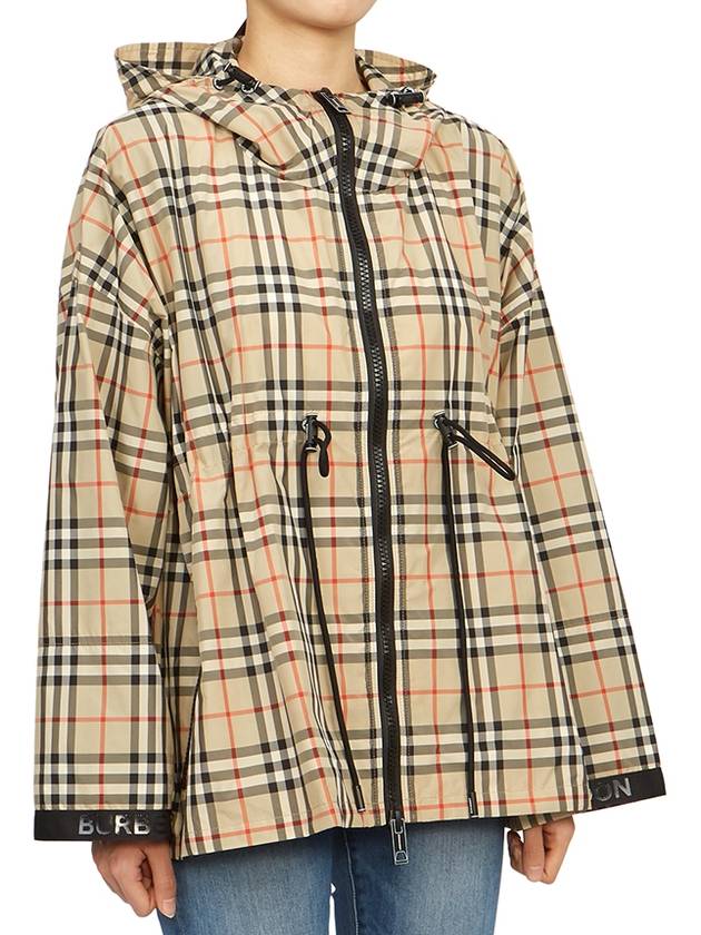 Burberry WoMen's Back-tone Check Zip-up Hooded Jacket Beige