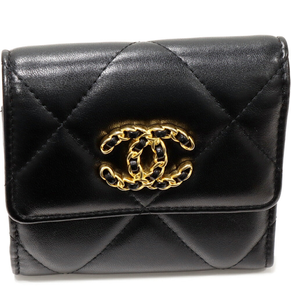 Top Quality Chanel Lambskin Trifold Wallet Black