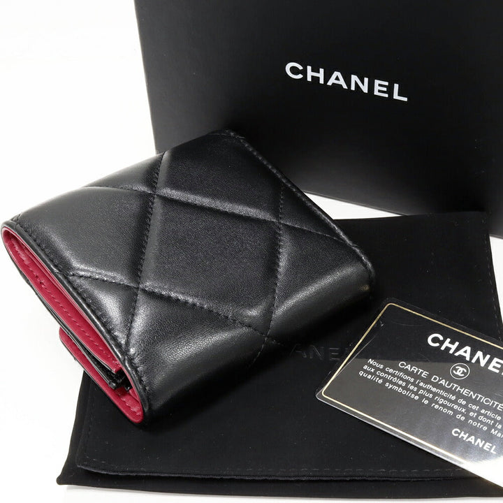 Top Quality Chanel Lambskin Trifold Wallet Black