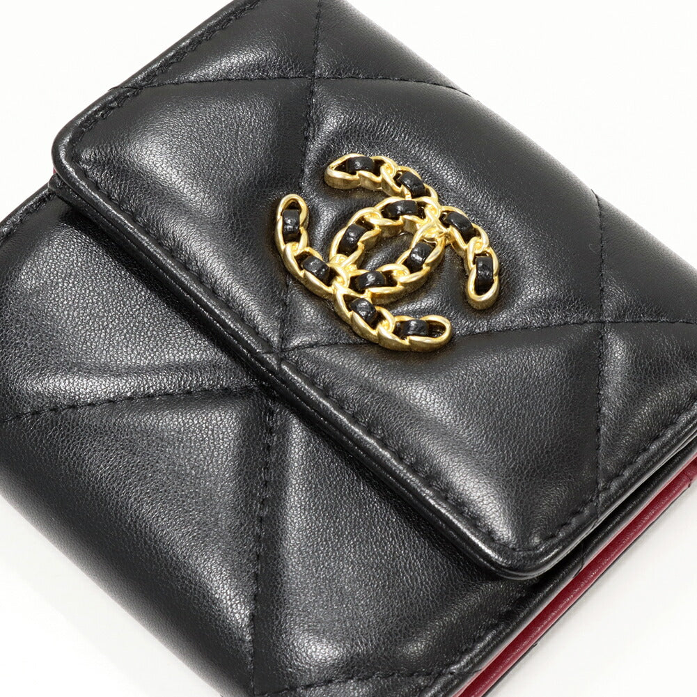 Top Quality Chanel Lambskin Trifold Wallet Black