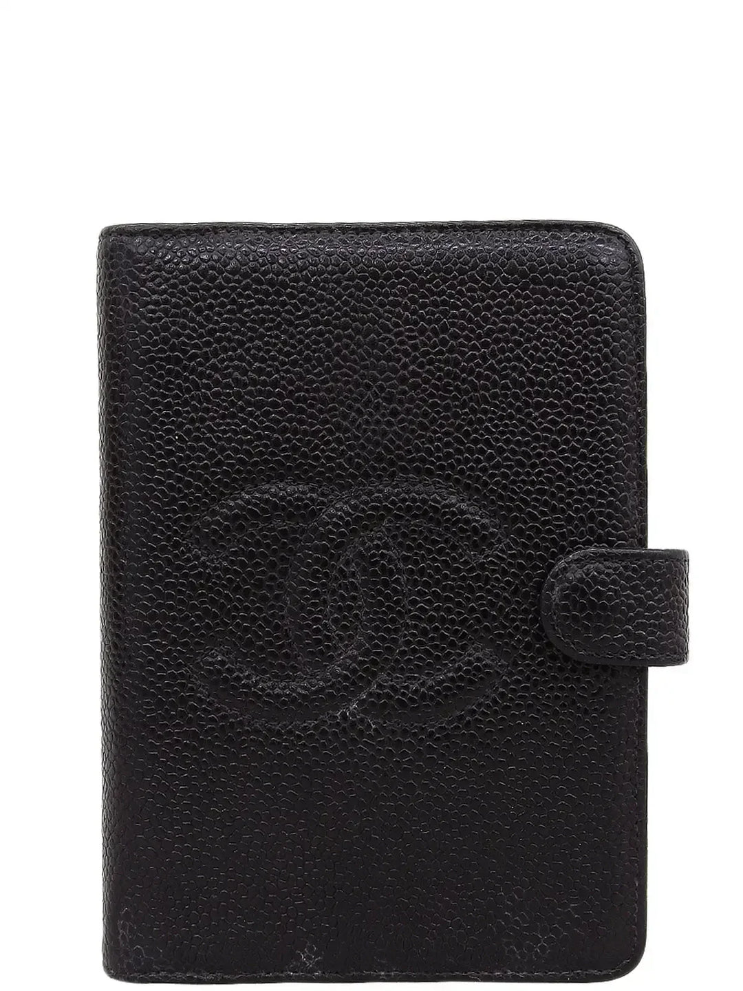 Chanel Around 2001 Made Caviar Skin Cc Mark Stitch Agenda Black