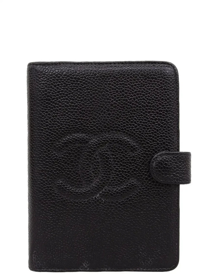 Chanel Around 2001 Made Caviar Skin Cc Mark Stitch Agenda Black
