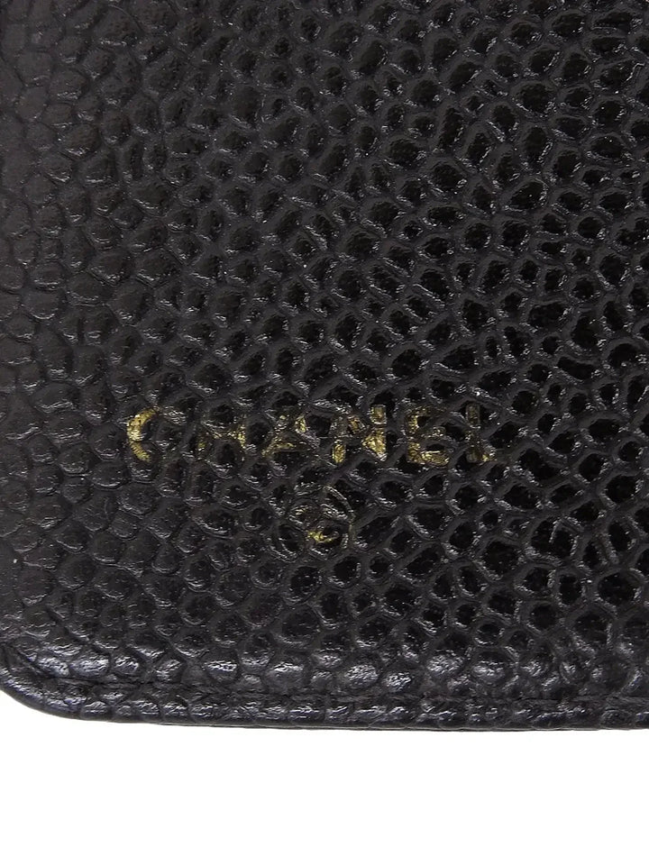 Chanel Around 2001 Made Caviar Skin Cc Mark Stitch Agenda Black