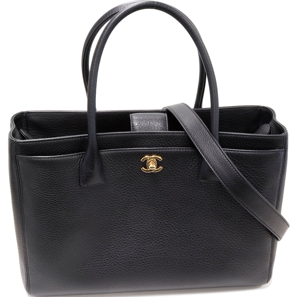 Top Quality Chanel 2WAY Tote Bag Soft Caviar Skin Black