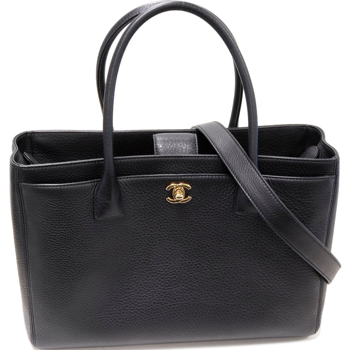 Top Quality Chanel 2WAY Tote Bag Soft Caviar Skin Black