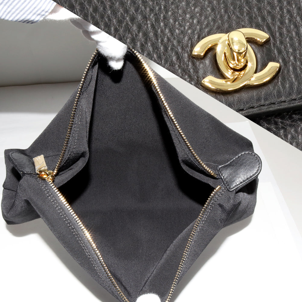 Top Quality Chanel 2WAY Tote Bag Soft Caviar Skin Black
