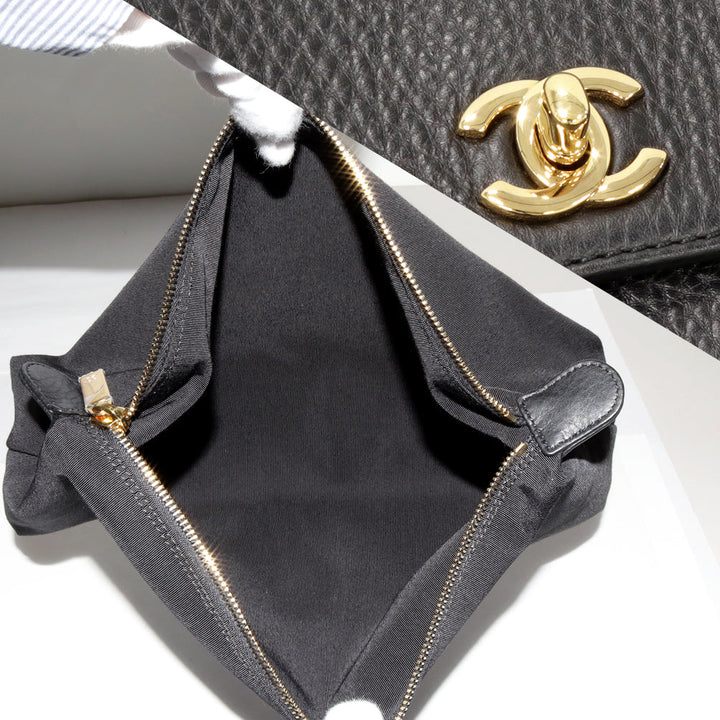 Top Quality Chanel 2WAY Tote Bag Soft Caviar Skin Black