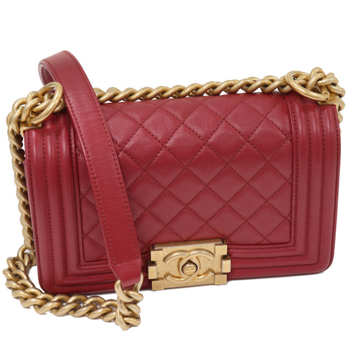 Top Quality Chanel Boy Chain Shoulder Bag Lambskin Red A67085