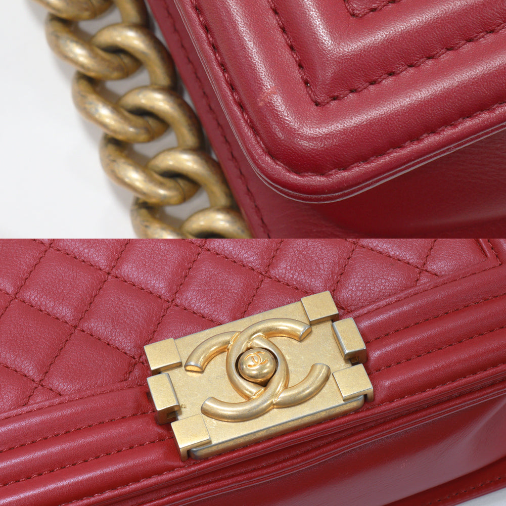 Top Quality Chanel Boy Chain Shoulder Bag Lambskin Red A67085