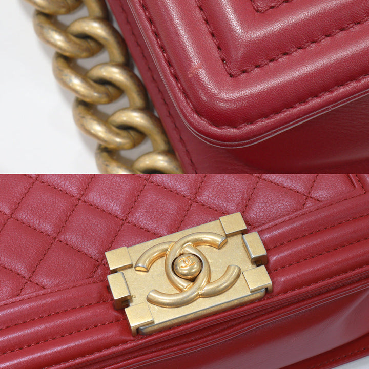 Top Quality Chanel Boy Chain Shoulder Bag Lambskin Red A67085