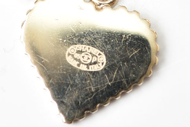 Top Quality Chanel Swing Earrings CC Mark Heart Motif Pink Gold