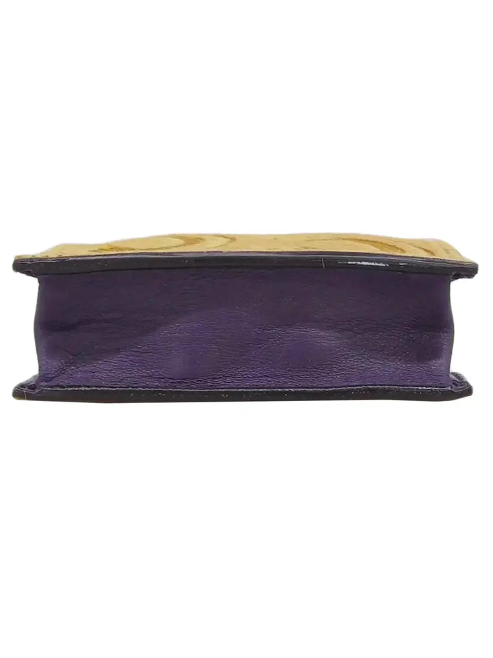 Chanel Around 2000 Made Unborn Calf Embossed Cc Mark Charm Coin Case Beige/Purple
