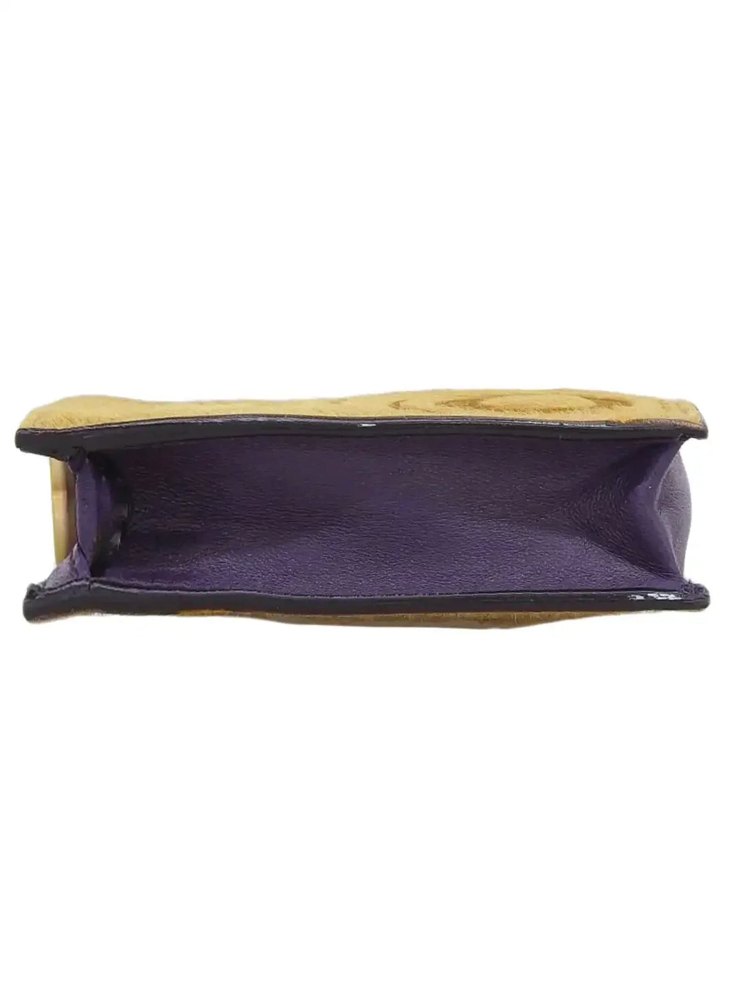 Chanel Around 2000 Made Unborn Calf Embossed Cc Mark Charm Coin Case Beige/Purple