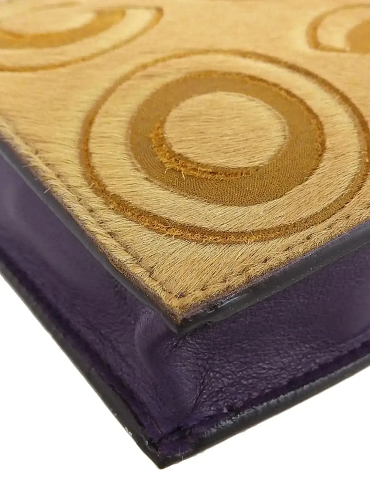 Chanel Around 2000 Made Unborn Calf Embossed Cc Mark Charm Coin Case Beige/Purple