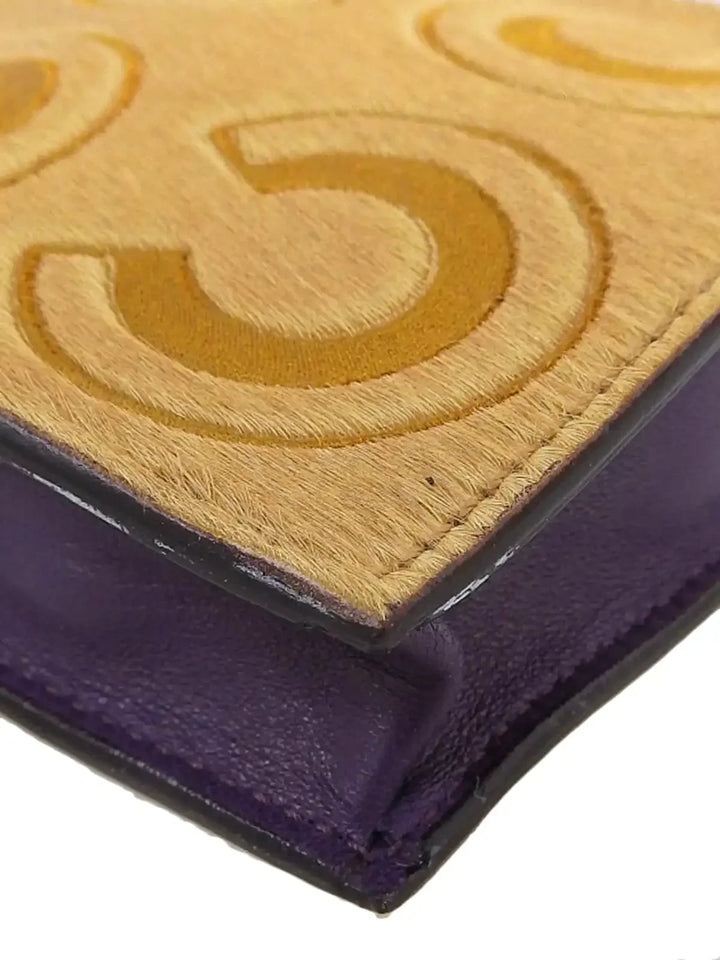 Chanel Around 2000 Made Unborn Calf Embossed Cc Mark Charm Coin Case Beige/Purple